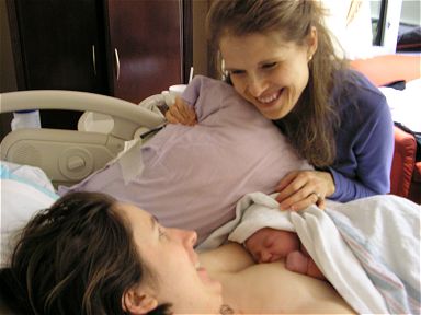 Aimee McNulty, Rachel Thompson and baby Linnaea