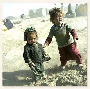 Ebony children in refugee camps