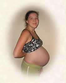 Heather Johnson in early labor